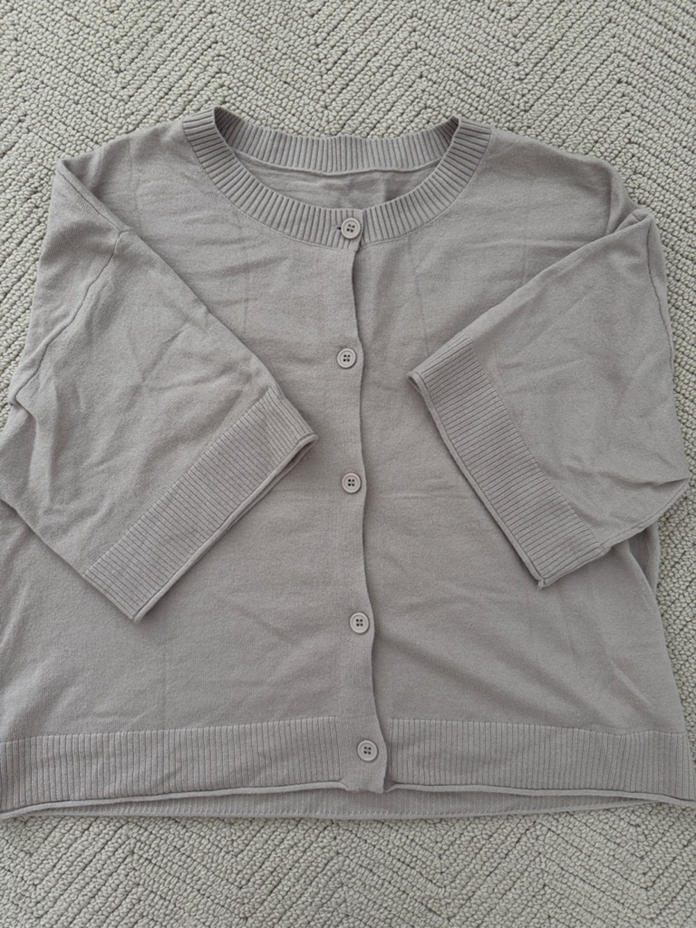 Women's Lightweight Taupe Button-Front Sweater Cardigan